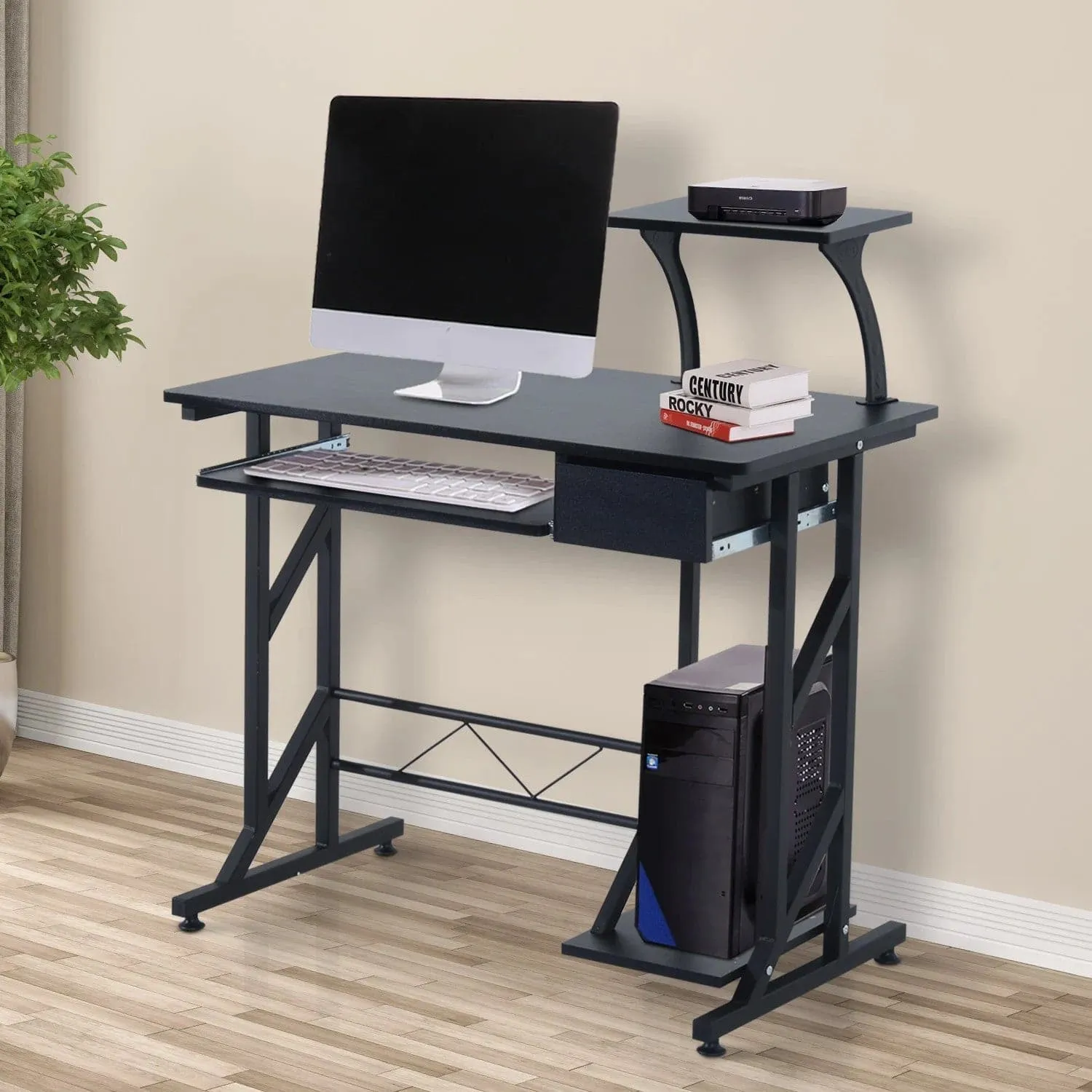 ProperAV Extra Computer Desk with Sliding Keyboard Tray