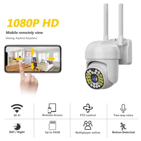 Ptz Wifi Camera Hb66 2mp 1080p Outdoor CCTV Security Camera 4x Digital Zoom Wireless Ai Human Detection