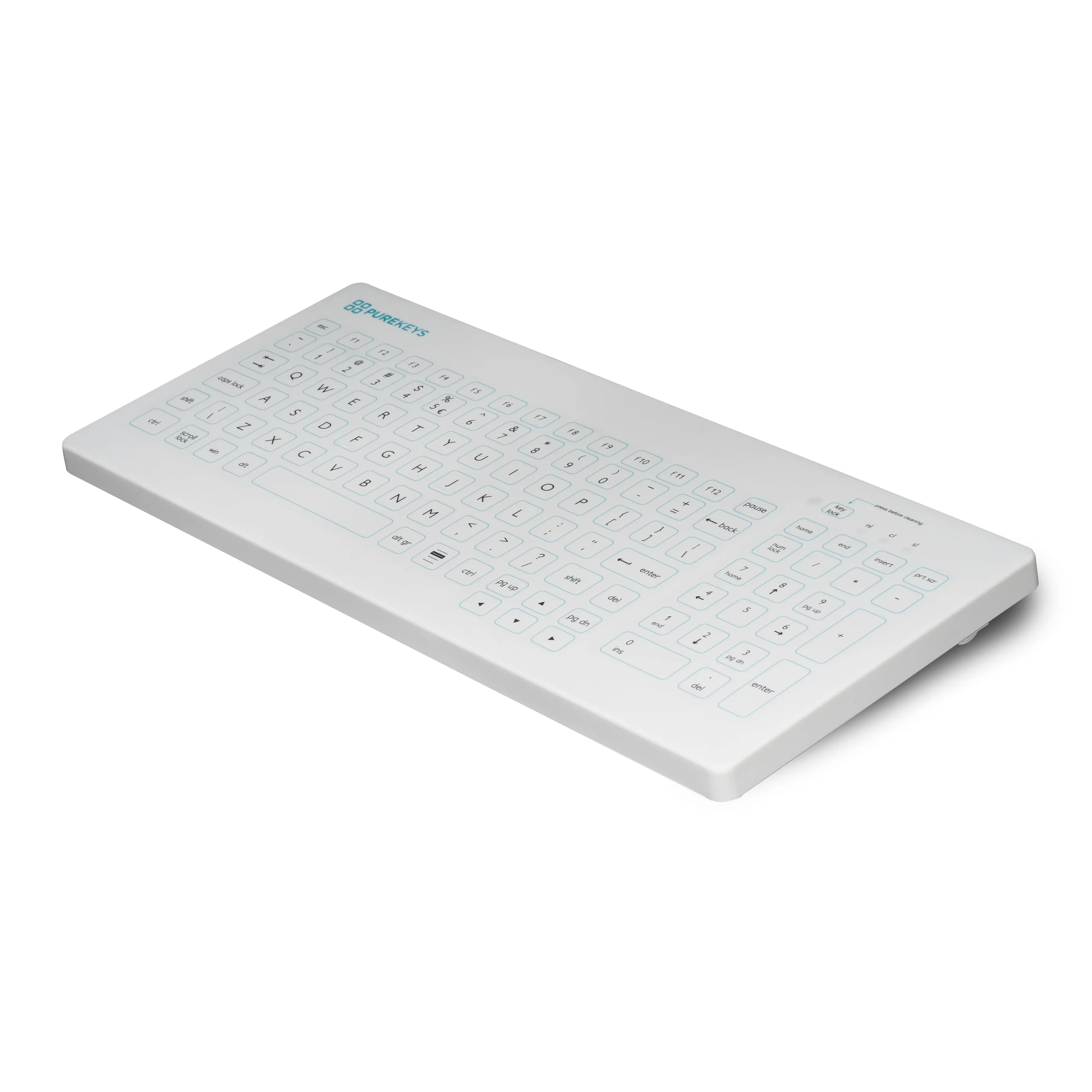 Purekeys Compact Medical Keyboard - Wired, IP66 rated with Tactile Feedback