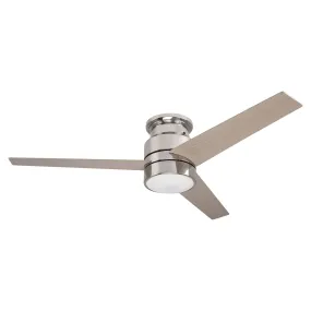 RAIDEN 52 inch 3-Blade Flush Mount Smart Ceiling Fan with LED Light Kit & Smart Wall Switch  - Silver/Light Wood