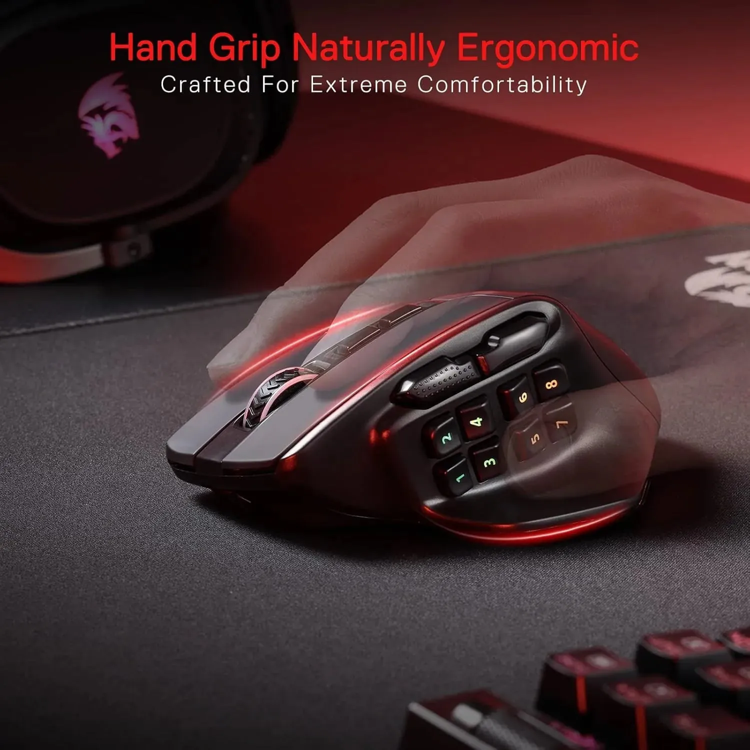 Redragon Aatrox M811 Pro Wireless MMO Mouse: With 10 Side Macro Buttons and RGB Lighting