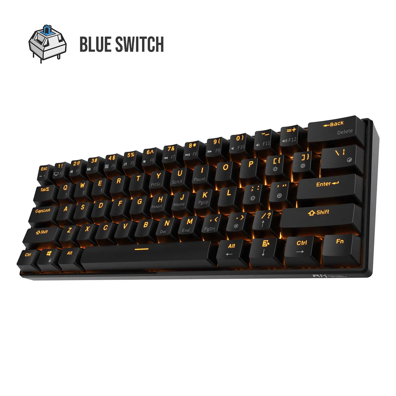 Royal Kludge RK RK61 RGB 61 Keys Mechanical Gaming Keyboard 2.4G Wireless Wired Hot Swappable with Bluetooth 5.0 (White, Black) (Available in Blue Clicky, Red Linear, and Brown Tactile Switch)