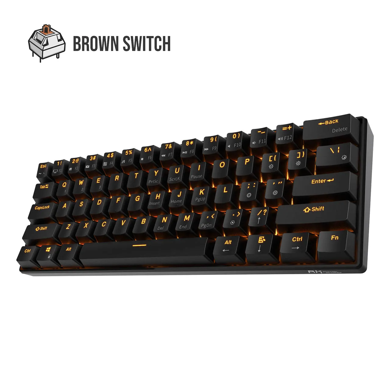 Royal Kludge RK RK61 RGB 61 Keys Mechanical Gaming Keyboard 2.4G Wireless Wired Hot Swappable with Bluetooth 5.0 (White, Black) (Available in Blue Clicky, Red Linear, and Brown Tactile Switch)