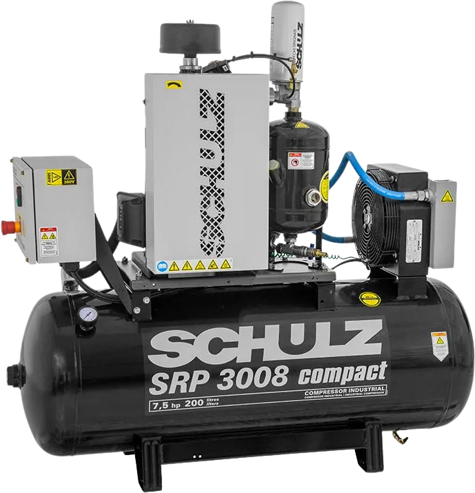 Schulz SRP-3008 Compact Air Compressor 7.5 HP 60 gal. 208-230V 3-Phase Horizontal New