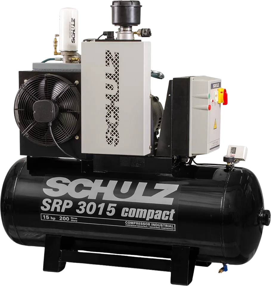 Schulz SRP-3015 Compact II Air Compressor 15 HP 60 gal. 460V 3-Phase Horizontal New