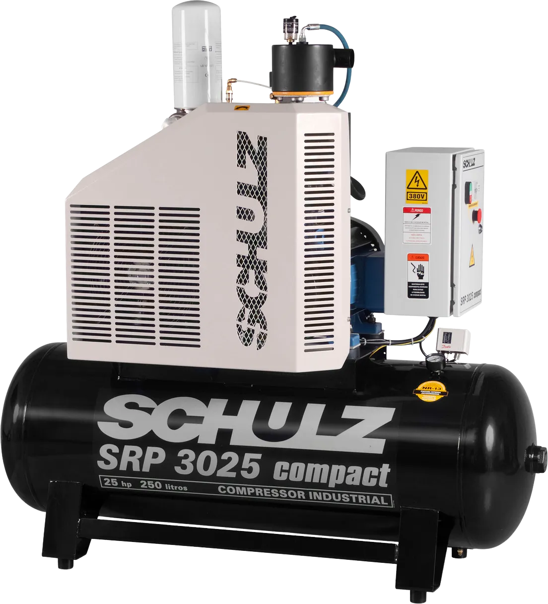 Schulz SRP-3025 Compact Air Compressor 25 HP 80 gal. 208-230V 3-Phase Horizontal New