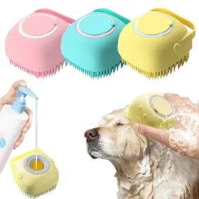 Silicone Pet Brush Massaging Cleansing and Dispensing Shower Gel