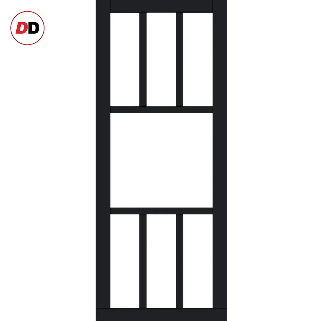 Single Sliding Door & Premium Wall Track - Eco-Urban® Queensland 7 Pane Door DD6424SG Frosted Glass - 6 Colour Options