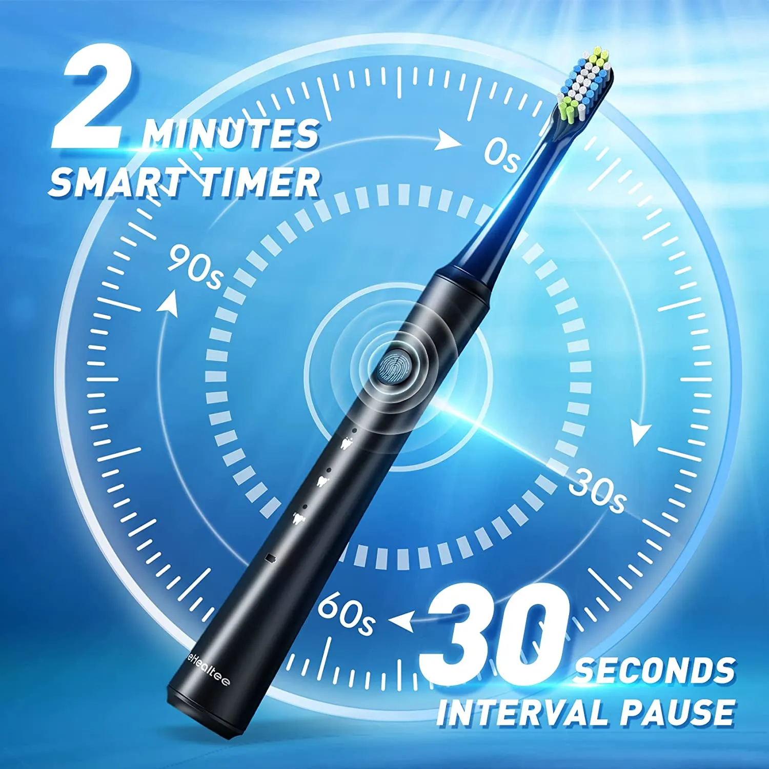 Sonic Electric Toothbrush for Adults with Holder and 10 Brush Heads, Rechargeable Sonic Toothbrush Fast 2 Hr Charge Last 35 Days, 40000 VPM and 3 Modes - Black