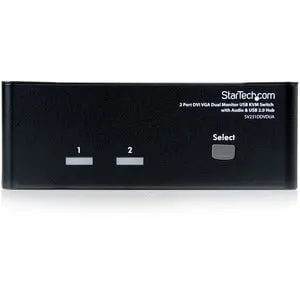 StarTech.com 2 Port DVI VGA Dual Monitor KVM Switch with Audio & USB Hub - 2 Computer(s) - WUXGA - 1920 x 1440 - 6 x USB - 3 x DVI3 x VGA - Desktop - TAA Compliant