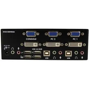 StarTech.com 2 Port DVI VGA Dual Monitor KVM Switch with Audio & USB Hub - 2 Computer(s) - WUXGA - 1920 x 1440 - 6 x USB - 3 x DVI3 x VGA - Desktop - TAA Compliant