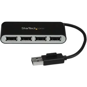 StarTech.com 4 Port Portable USB 2.0 Hub w/ Built-in Cable - 4 Port USB Hub - USB - External - 4 USB Port(s) - 4 USB 2.0 Port(s) - PC, Mac, Linux - TAA Compliant