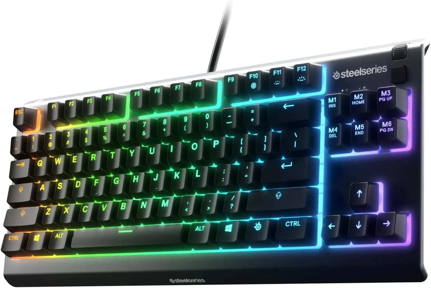 SteelSeries Apex 3 TKL - RGB Gaming Keyboard - Tenkeyless Compact Esports Form Factor - 8-Zone RGB Illumination - IP32 Water & Dust Resistant - English QWERTY Layout