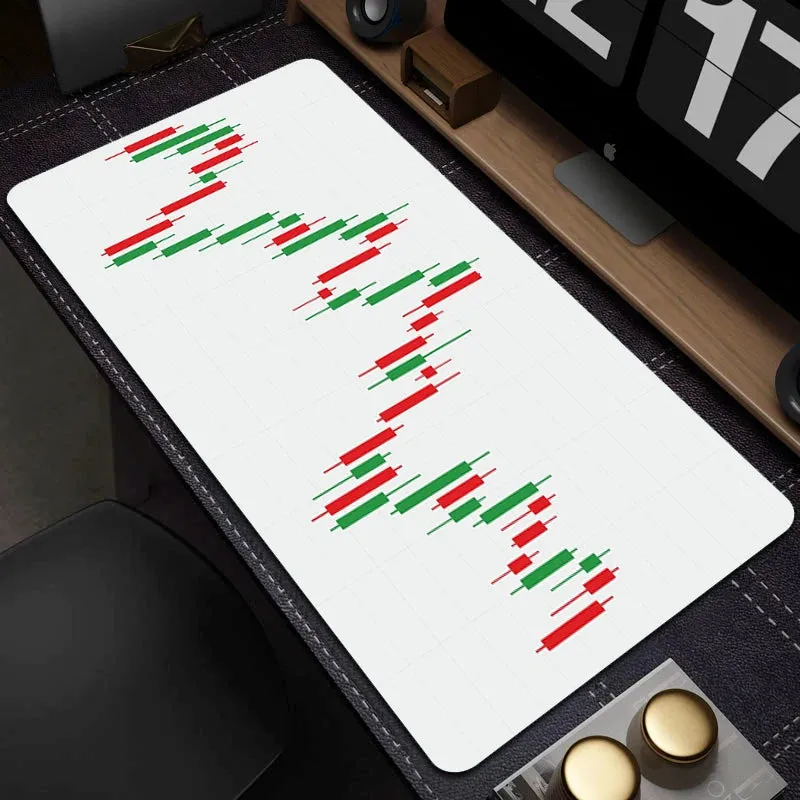 Stock Market Candle Chart Mouse Mat Gaming Keyboard Mat Large Non-Slip Mouse Pad Gamer HD Print Mousepad Game Rubber Accessories