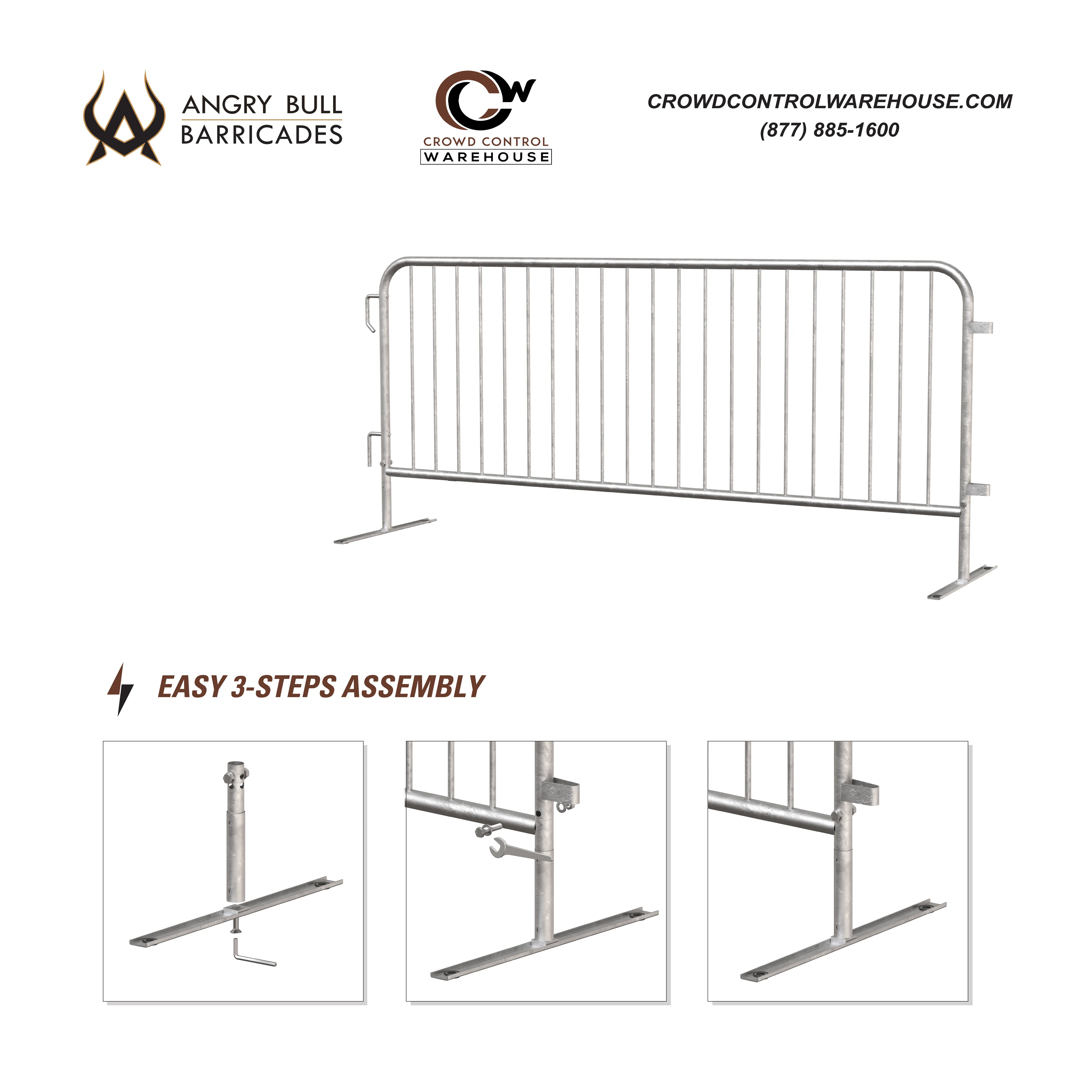 *SUPER BUY* Pack of (20) Heavy Duty Interlocking Steel Barricades, 8.5 Ft.