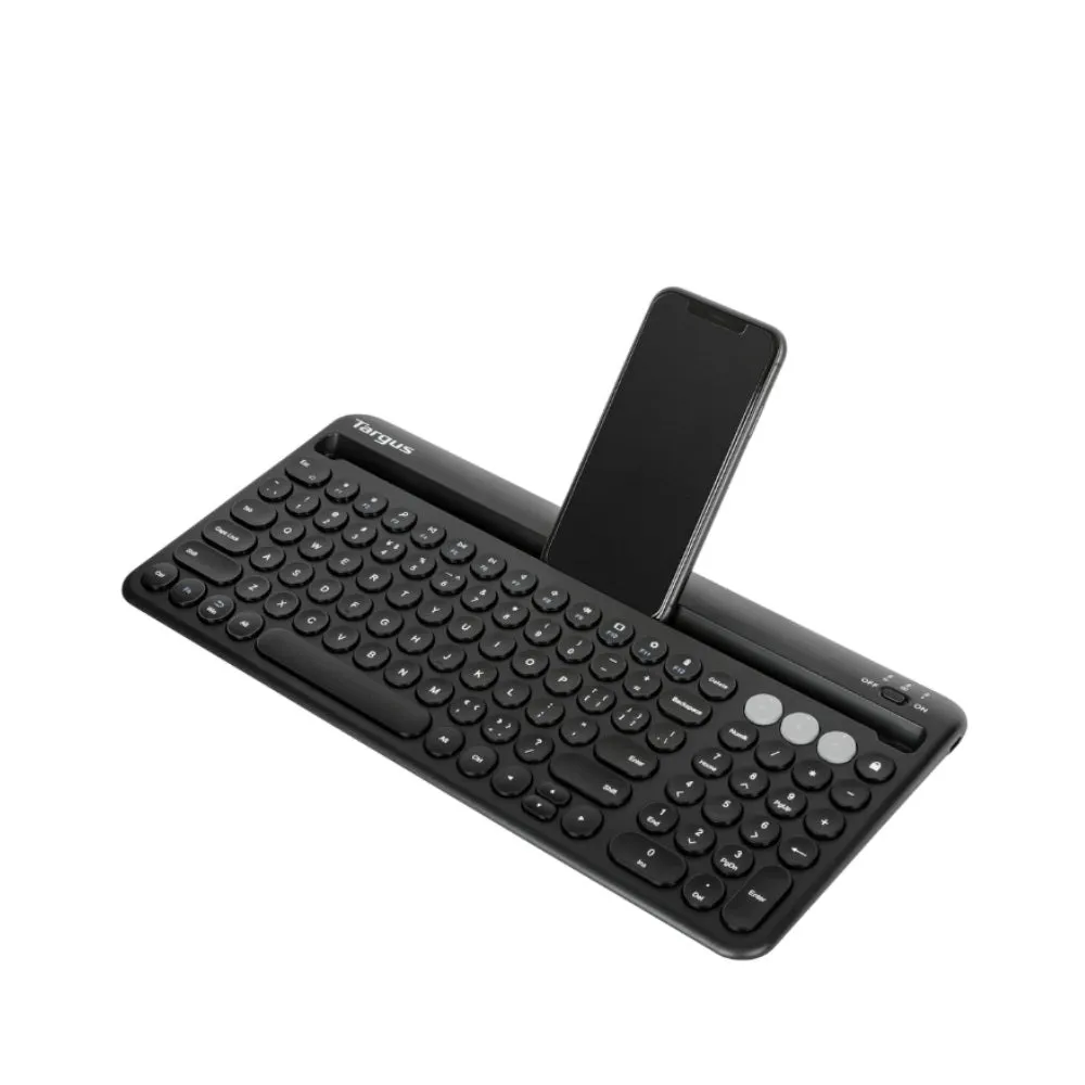 Targus Multi-Device Bluetooth® Antimicrobial Keyboard with Tablet/Phone Cradle (Black) AKB867