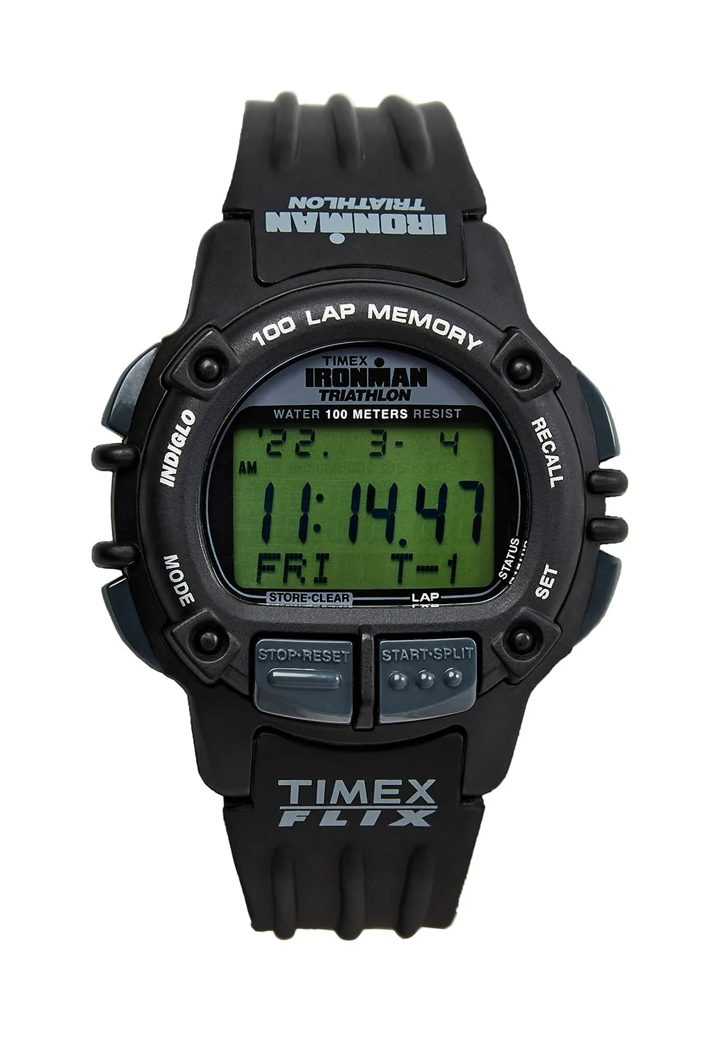 Timex Ironman Flix 100 Lap Watch - Black / Black