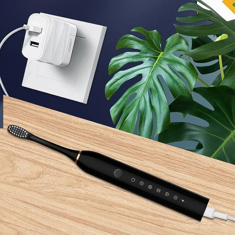 Ultrasonic Electric Toothbrush Rechargeable USB for Adults 6 Modes