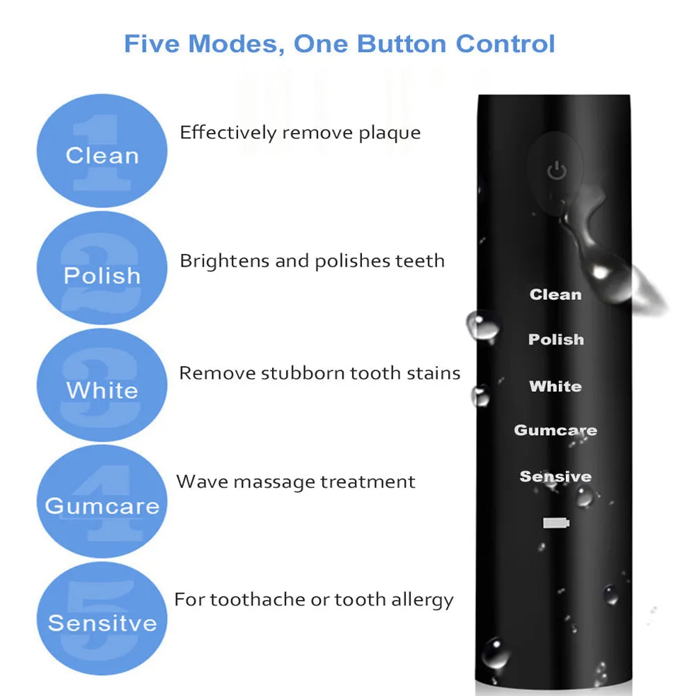 Ultrasonic Rechargeable Electronic Washable Toothbrush- USB Charging