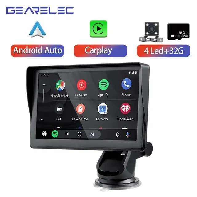 Universal 7-Inch Car Radio Multimedia Video Player with Portable Wireless Apple CarPlay and Android Auto