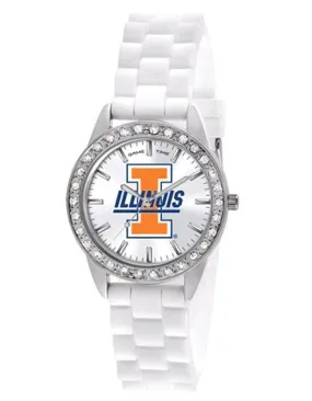 University of Illinois Womens Frost Watch - Crystal Bezel - Silicon Strap