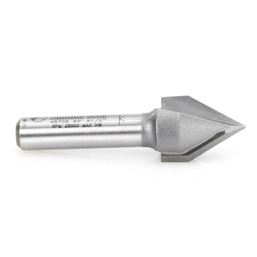 V Groove Router Bit | 60°x 1⁄2 Dia x 5⁄8 x 1⁄4" Shank | 45705 | 738685857052