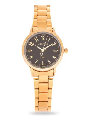 Valentino 20122197-BLACK DIAL Gold Strap Watch for Men and Women