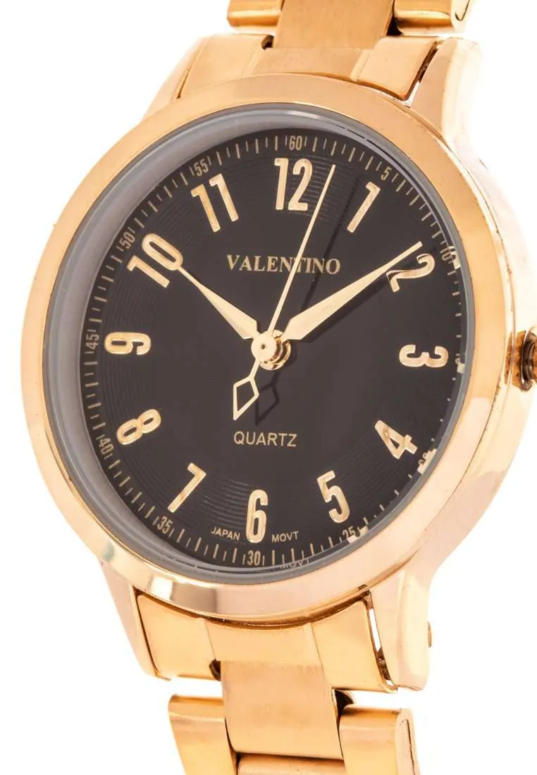 Valentino 20122197-BLACK DIAL Gold Strap Watch for Men and Women