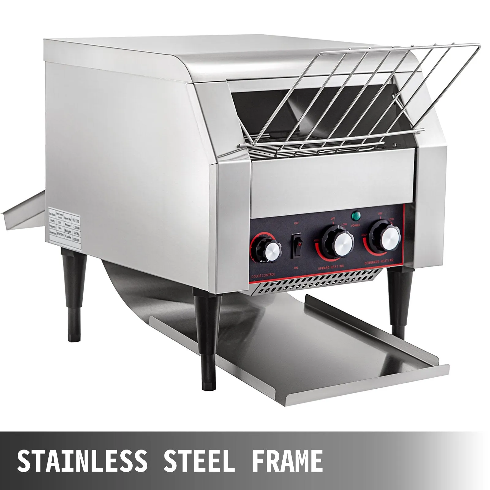 Vevor Commercial Conveyor Toaster 450 Slices per Hour 2640W Stainless Steel with Double Heating Tubes New