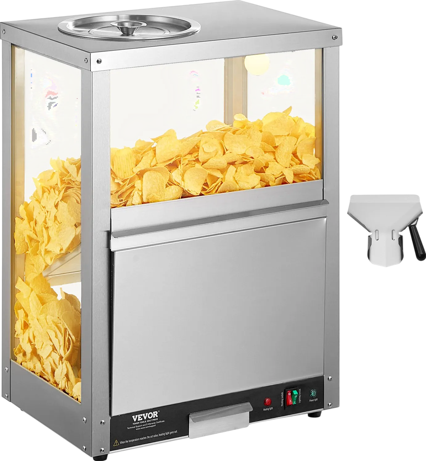 Vevor Nacho Chip Warmer 84.5 Qt Countertop Unit with Tempered Glass 300W Heating Base New