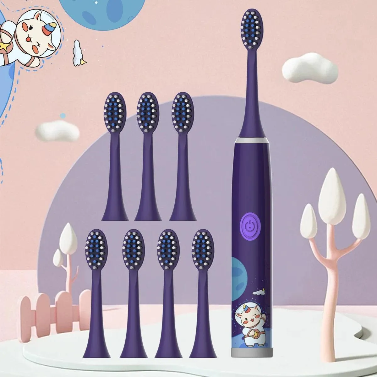 Vibrant Kids Electric Toothbrush Set: Fun Cartoon Oral Care for Happy Smiles!