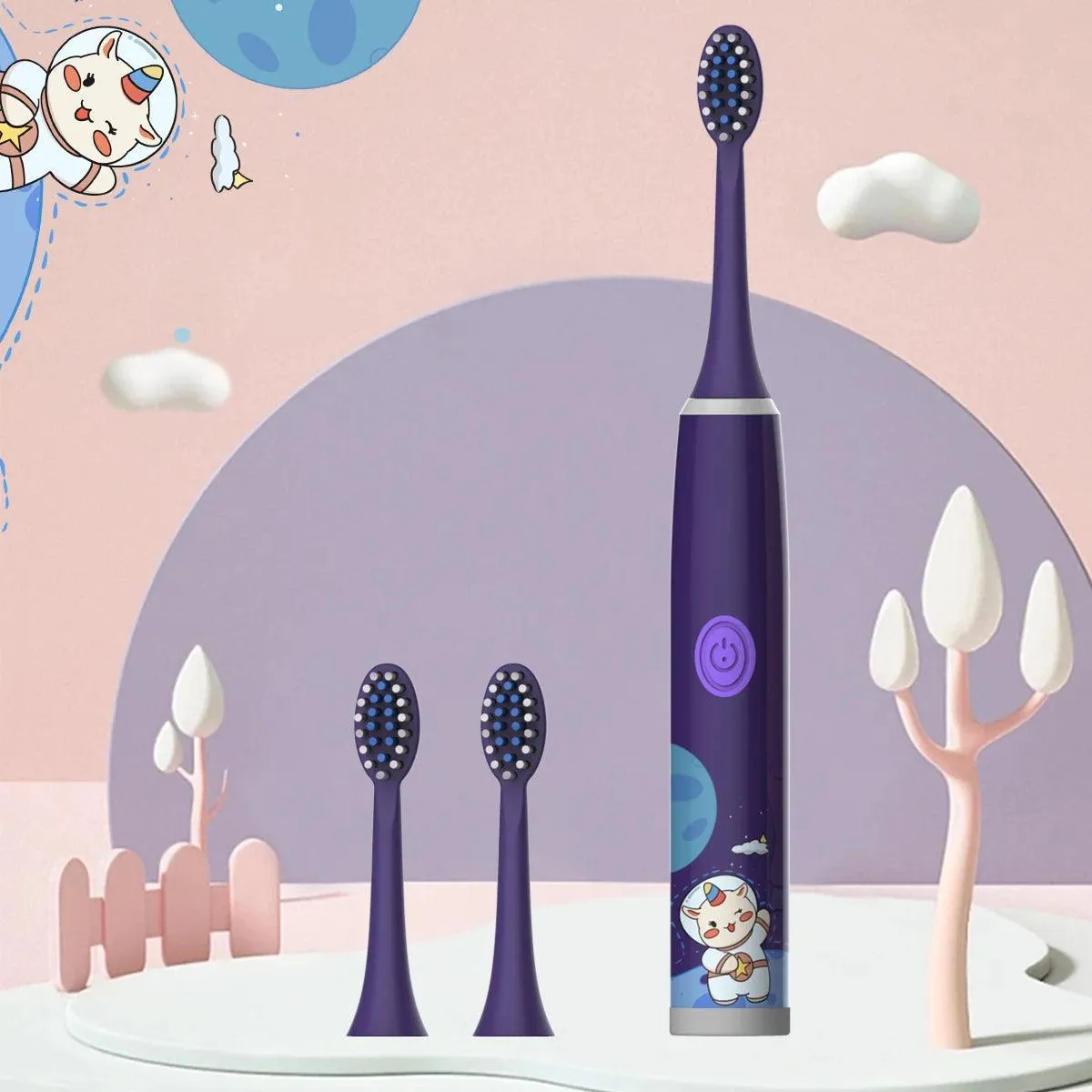 Vibrant Kids Electric Toothbrush Set: Fun Cartoon Oral Care for Happy Smiles!