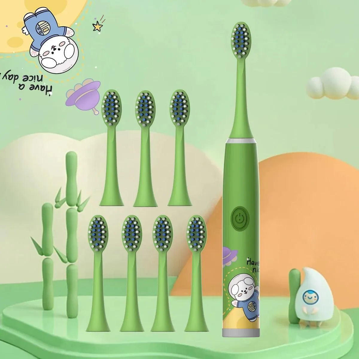 Vibrant Kids Electric Toothbrush Set: Fun Cartoon Oral Care for Happy Smiles!