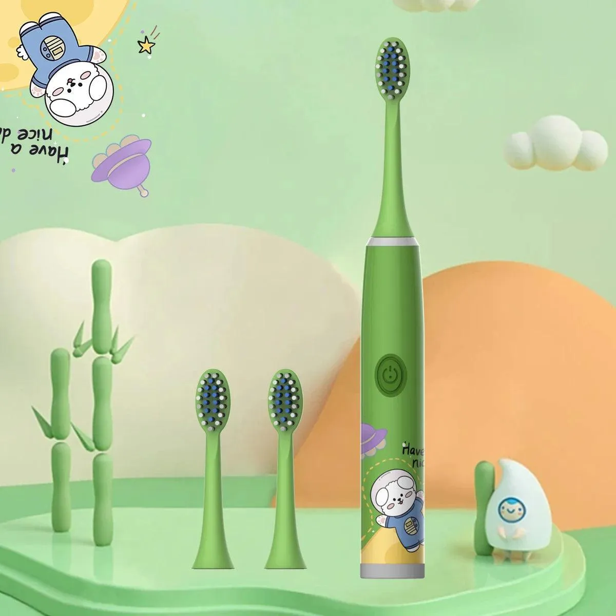 Vibrant Kids Electric Toothbrush Set: Fun Cartoon Oral Care for Happy Smiles!