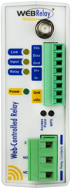 WebRelay Wireless | Single Relay, Single Input, Up to 4 Temperature Sensors