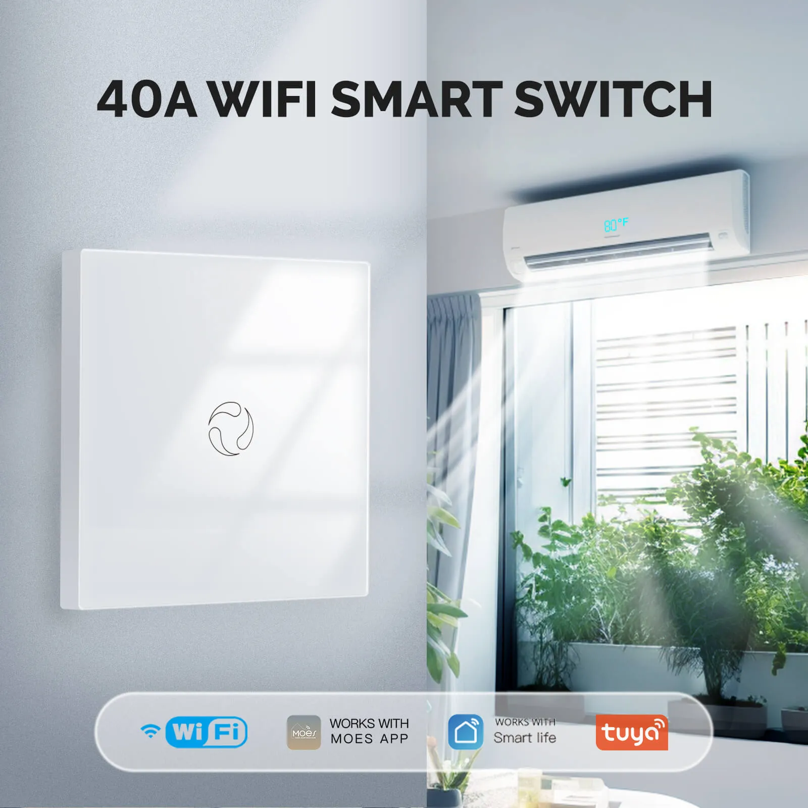 WiFi Smart Boiler Touch Switch Single Pole Neutral Wire Required 100-240V 20A EU Version