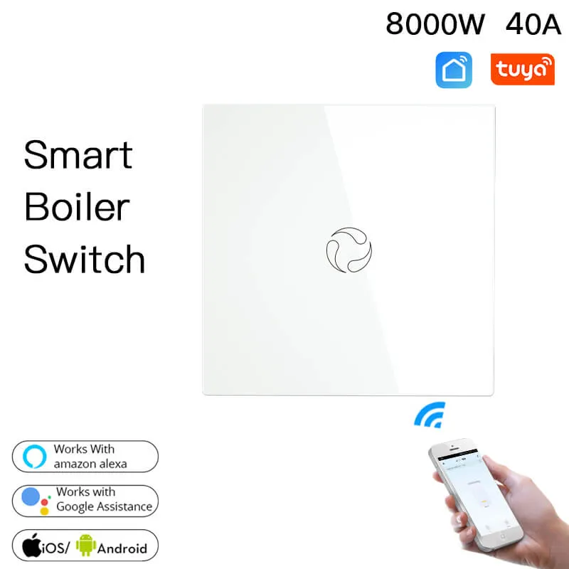 WiFi Smart Boiler Touch Switch Single Pole Neutral Wire Required 100-240V 20A EU Version