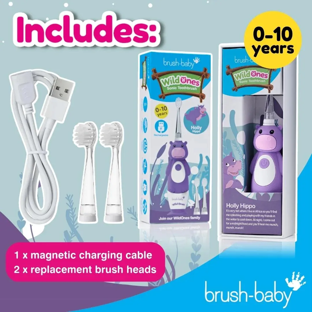 WildOnes™ Hippo Kids Electric Rechargeable Toothbrush and WildOnes Applemint Toothpaste