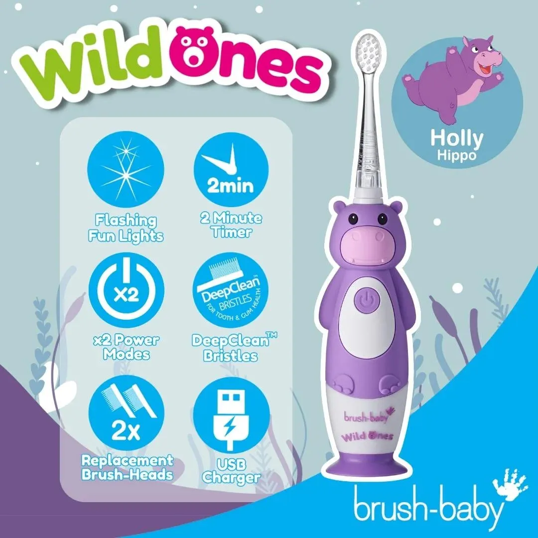 WildOnes™ Hippo Kids Electric Rechargeable Toothbrush and WildOnes Applemint Toothpaste