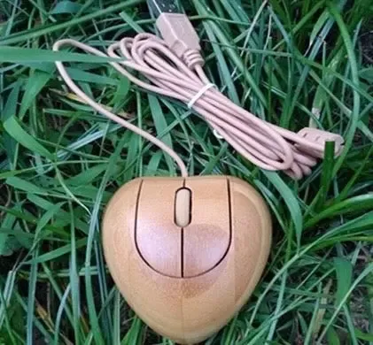 Wired Multimedia Bamboo Mouse Healthy Eco Friendly Heart Shape Unique BKM04