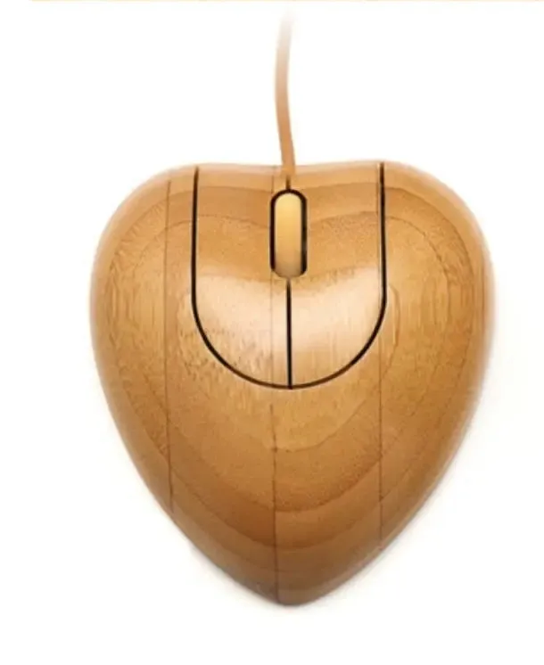 Wired Multimedia Bamboo Mouse Healthy Eco Friendly Heart Shape Unique BKM04