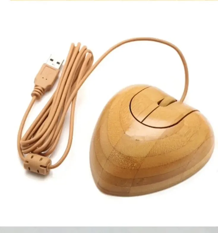 Wired Multimedia Bamboo Mouse Healthy Eco Friendly Heart Shape Unique BKM04