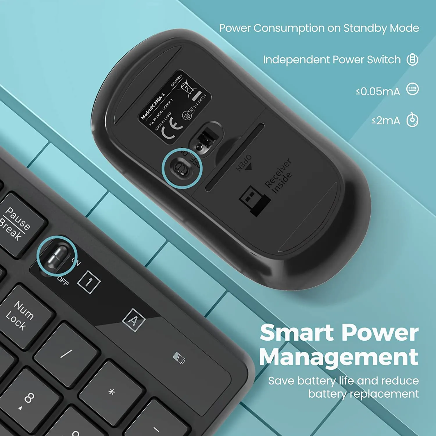 Wireless Keyboard and Mouse Combo 3 DPI Adjustable