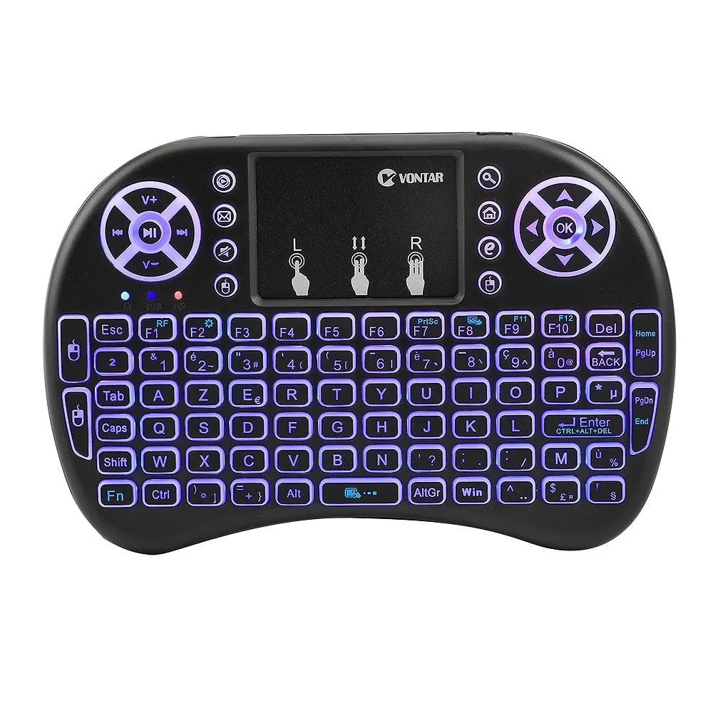 Wireless Smart Keyboard With Air Mouse Touchpad And Customizable 7 Color LED Backlight