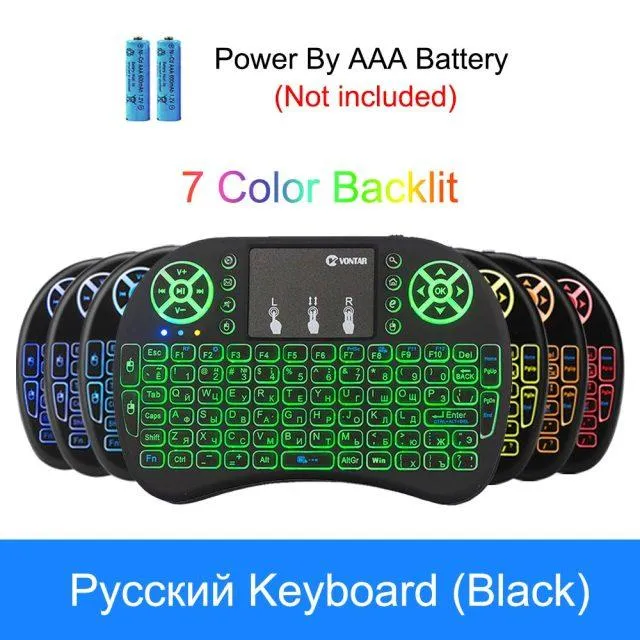 Wireless Smart Keyboard With Air Mouse Touchpad And Customizable 7 Color LED Backlight