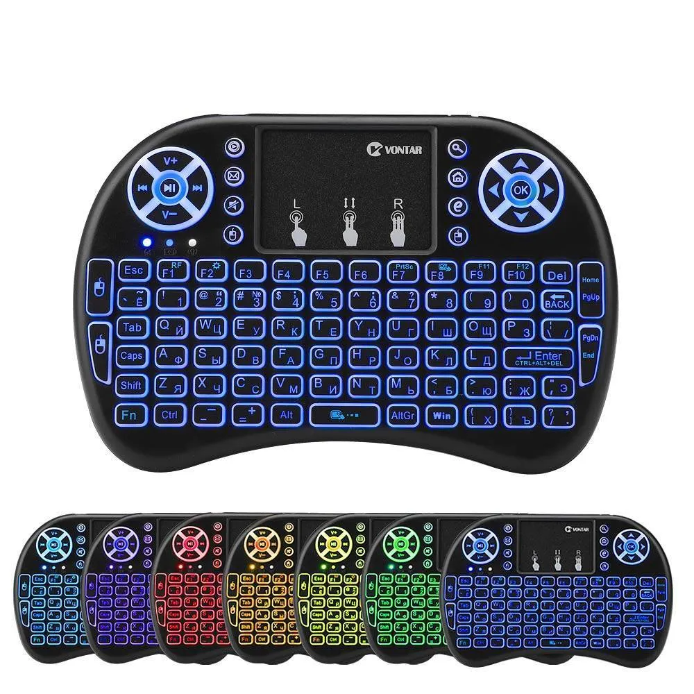 Wireless Smart Keyboard With Air Mouse Touchpad And Customizable 7 Color LED Backlight