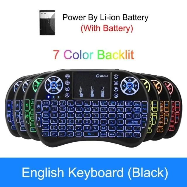 Wireless Smart Keyboard With Air Mouse Touchpad And Customizable 7 Color LED Backlight