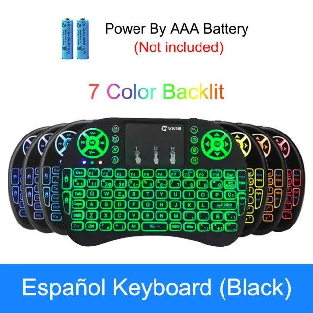 Wireless Smart Keyboard With Air Mouse Touchpad And Customizable 7 Color LED Backlight