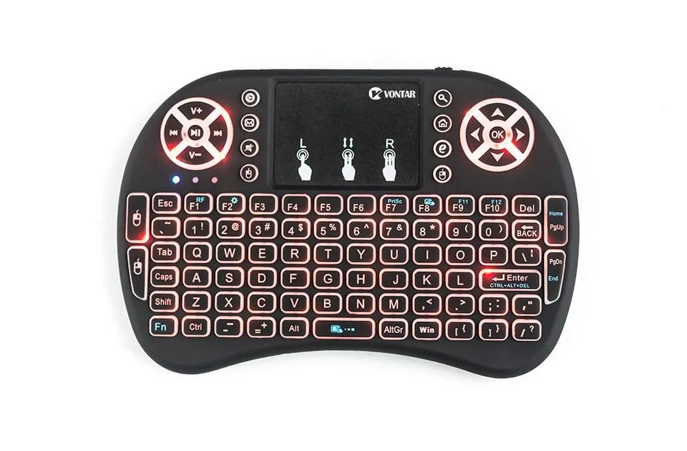 Wireless Smart Keyboard With Air Mouse Touchpad And Customizable 7 Color LED Backlight