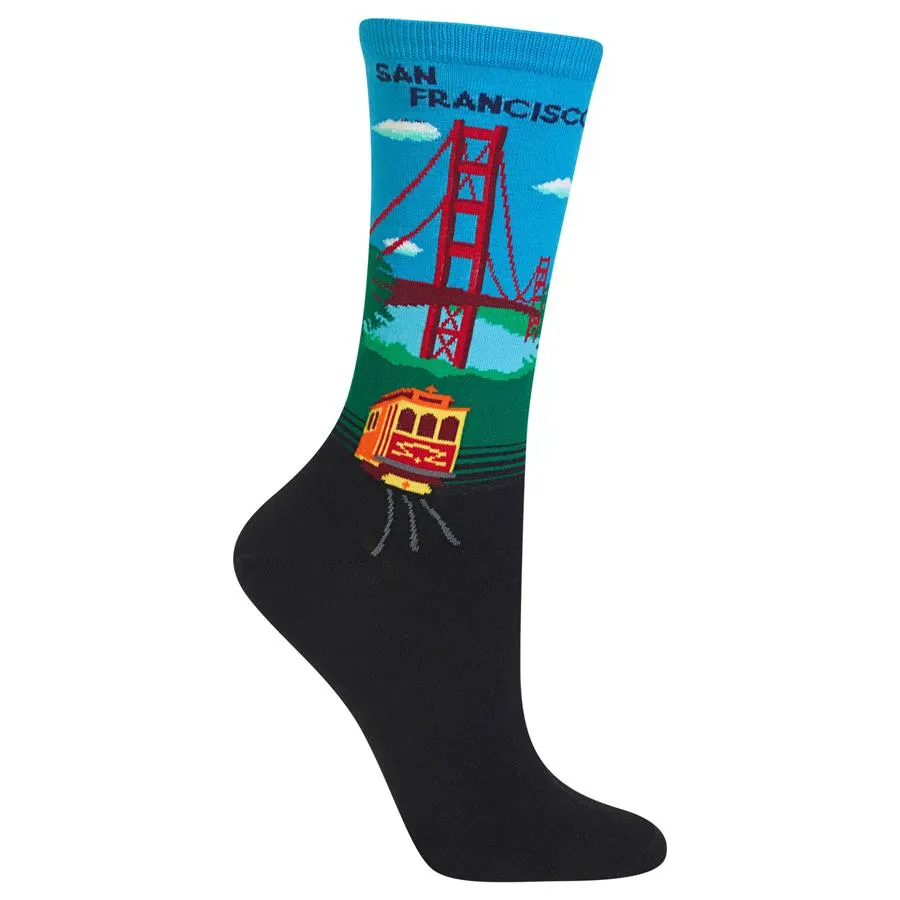 Women's Golden Gate Bridge Crew Sock -Turquoise*